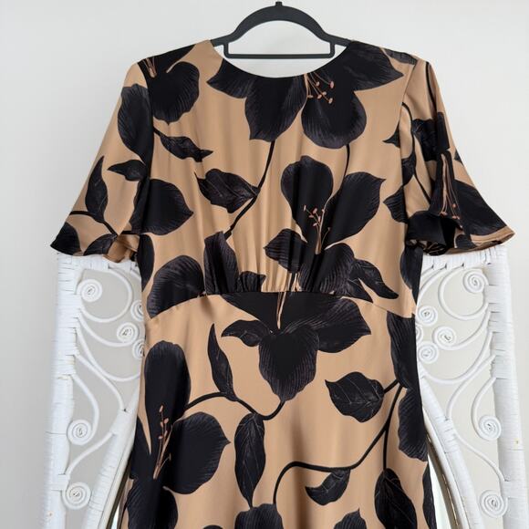 Ann Taylor Dress 4 Silk Floral Studio Collection Flutter Sleeve A line Romantic - Picture 2 of 9